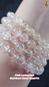 Collection Grade Rare Pink Lemurian Rainbow Seed Quartz Bracelet
