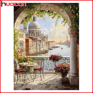 Huacan DIY Diamond Painting For Adults Lakeside Scenery Diamond Mosaic Art Canvas Painting Unique Gift Home Decoration