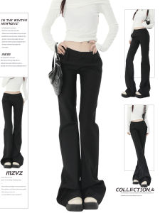 Quần Ống Loe Cạp Thấp Phong Cách Mỹ Cho Nữ Mùa Hè Quần Dài Thường Ngày Màu Đen Gợi Cảm Quần Ống Loe Dài Đến Sàn