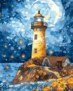 Kayou | DIY Pictures By Number Lighthouse At Sea Kits Painting By Numbers Drawing on Canvas Hand Painted Picture Art Gift Home Decor