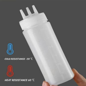 LoviRa Salad sauce bottle graduated squeeze bottle plastic seasoning bottle three hole jam bottle
