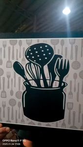Black And White Kitchen Wall Decor (40X40CM) Wooden Wall Decor