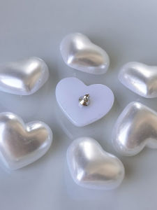 Nút Ngọc Trai Trái Tim Cao Cấp Thêu Thủ Công Áo Len Nút Trang Trí Áo Khoác Trẻ Em Nút Trái Tim Khâu Tay Nút Trang Trí