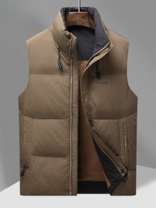 HENGYUANXIANG | Hengyuanxiang Mens Thickened Warm Stand Collar Down Vest Autumn Winter Outerwear Fashionable Urban Style Polyester Fiber