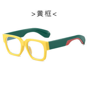 2025 Young Square Glasses Frame Women Men Anti Blue Light Glasses Color Patchwork Wide Temple Eyeglasses