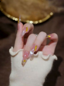 Handmade Crystal Stone French Cat Eye Nail Art Wealth Attracting Barley Sparkling Diamond Finished Wearable Nail Art