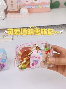 O-KAY Transparent Fashion Cartoon PVC Storage Bag Women Mini Wallet Clutch Purse Makeup Bag Coin Purse