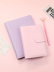 A6 6-Hole PU Leather Binder Journal Cash Budget Planner Kawaii Loose-leaf Notebook Organizer