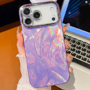 Marble Gradient Feather Print Case For iPhone 17 Pro Max Air Cover iPhone 13 15 16 14 Pro Max Silver Cover Whit Len feather yarn