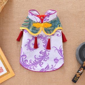 Chinese Style Pet Clothes Dog Sweater Year of Dragon Wedding Ceremony Traditional Hanfu Teddy Bear Bichon Puppy New Year
