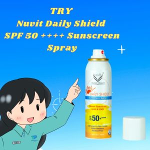 NUVIT Clean Beauty Daily Shield Sunscreen Spray SPF 50+ Broad Spectrum Water Resistant for All Skin Types 100ml