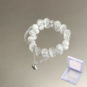 Moon Imitation Cats Eye String Beads Bracelet Womens Sensual Ancient Style White Pearl Light Bell Best Friend Hand Bracelet