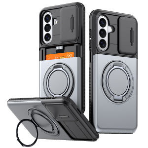 szhaiyu | Magnetic Bracket Wallet Holder Phone Case for Samsung A57 A37 A27 A17 A07 A56 A36 A26 A16 A55 A35 Slide Camera Protection Cover