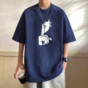 Loose Fit Pure Cotton Short Sleeve T-Shirt Mens Summer New Style Big Size Couples Top Youth Fashion round Neck Print Tee