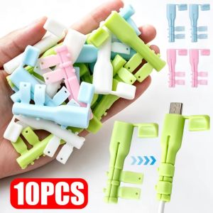 10pcs Cáp dữ liệu phổ quát nắp bảo vệ chống gãy xương tay áo TPR cao su mềm chất liệu ngẫu nhiên Macaron màu sắc