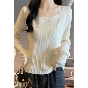 High-end Stylish Design Loose Fit Slimming Long-sleeve Knit Top