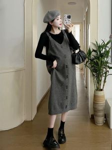 Stylish & Comfortable: New Arrival Pregnant Women Knitting Suspender Skirt Outfit