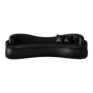 HUASHEMEIJI | Minimalist Italian Leather Sofa Black Retro Design Reception