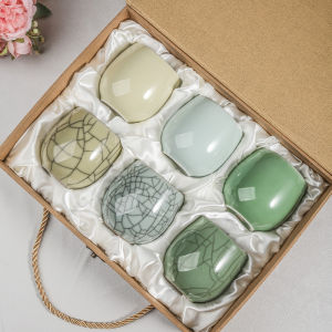 Blue Porcelain Tea Cup Gongfu Tea Set Ceramic Water Cup Longquan Geyao Ice Crack Owner Cup Single Cup Tasting Small Tea Cup Gift Box