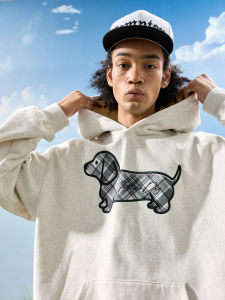 Vintage Plaid Dachshund Embroidery Hoodie