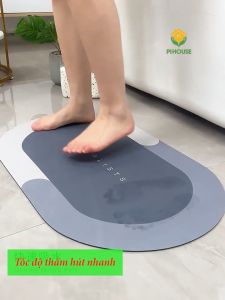 Thảm lau chân sillicon hình OVAN mẫu trơn chọn màu trang trí nhà cửa quán sá decor phòng thiết kế gọn nhẹ dễ dàng vệ sinh