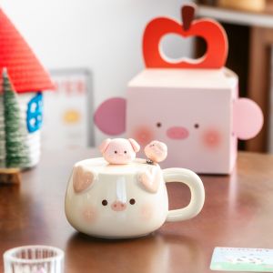 Cute Pig Ceramic Mug With Lid