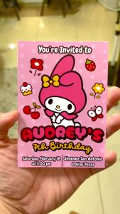 My Melody Birthday Invitation Card with Envelope - Sanrio - Girl Birthday Invite - 5R - 4R - 3R