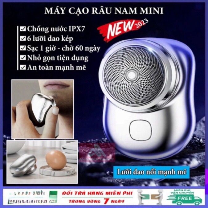 Máy Cạo Râu Mini 6 Lưỡi Kép Tự Mài, Dao Cạo Râu Điện 360 Chống Nước IP7 ...