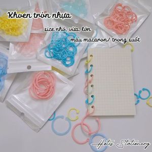 Set 10/15/30 Khoen tròn nhựa Hotis làm sổ còng flashcard đóng gáy móc chìa khóa - Nhiều màu