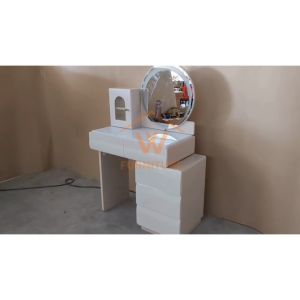 (Free Install) Wfurniture Premium Quality Meja Solek Led Mirror Dressing Table Makeup Table/奶油风梳妆台