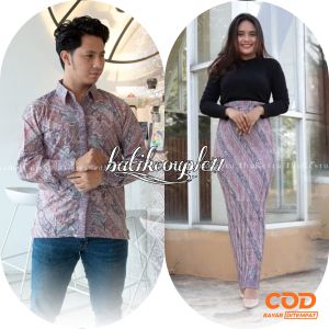rok plisket kemeja couple batik lengan panjang rok bawahan kebaya