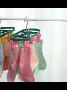 Multifunctional 12 Clip Oval Non-Slip Drying Underwear Socks Clip Simple Two-Color Plastic Hanger