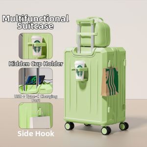MIMANI | 2026 New Style Small Travel Carry-On Luggage 20/24 Inch with charging port. Wet and dry separation lining. Can hold water cup holder