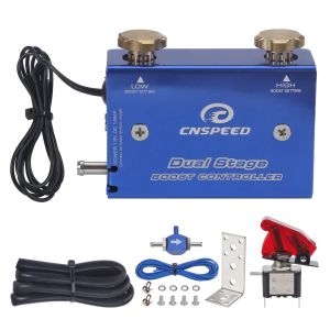 CNSPEED Universal Turbocharger Psi Boost Controller Kit/w Switch/High Quality Adjustable Racing Blue Dual Stage Electronic Turbo