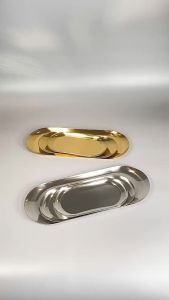 Nampan Emas Oval / Nampan Penyimpanan Tahan karat Emas / Nampan Piring Perhiasan Dekorasi Rumah