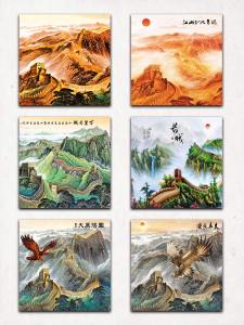 Chinese Style Wall Art Painting of the Great Wall of China Self Adhesive Oil Canvas Background Wall Decor for Office And Living Room