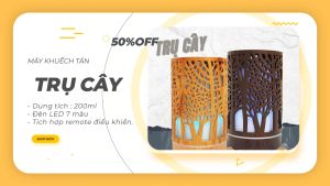 (HCM) Máy Khuếch Tán Tinh Dầu Trụ Cây Xông Hương Thơm Tạo Độ Ẩm Thơm Phòng Kháng Khuẩn - Rô Organic