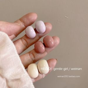 925 Silver Stud Earrings Droplet Bean White Enhancing Facial Shaping Summer New Style Elegant Milkiness Girl Sensation