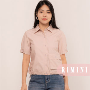 RIMINI - Atasan Wanita Katun Premium Lengan Pendek Pocket Drawstring Size XS-2XL - Raneta Top CO7014