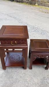 Đôn vuông ngăn kéo kê đồ trang trí gỗ hương mặt 38 cao 50607080