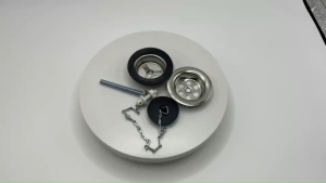 สะดืออ่างล้างหน้าเกลียวสเตนเลส สะดืออ่างซิงค์ สะดืออ่างล้างจาน แบบ 2 ตอน พร้อมอุปกรณ์ครบชุด คุ้มค่า