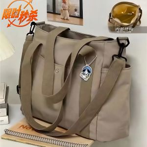 Large Capacity Canvas Fitness Bag Womens Single Shoulder Tote Bag Fashionable Autumn Winter Handbag Commuter Mommy Bag
