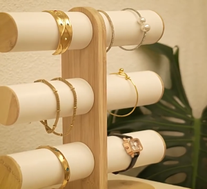 3 Layer Rack Organizer Wood Jewelry Bracelet Storage Display Chain Watch Hard Stand Holder Woman