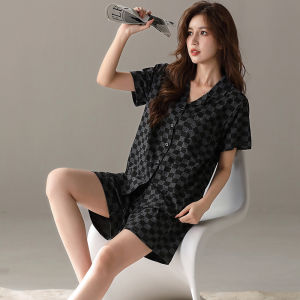 Pure Cotton Summer Sleepwear Womens Casual Short Sleeve Shorts Sweet Thin Set Home Clothes Outdoor Wearable New Style