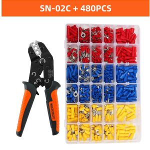 Wire Crimping Tool KitCable Lugs Assortment Kit Crimping plier for Insulated Wire Electrical Connectors - Butt Ring Spade