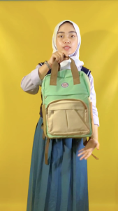 Daily Backpack Tas Ransel Canvas Sekolah kuliah Serbaguna untuk Cewek Dari Girl Station Sunny series Sage Green