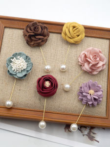 Colorful Gingham Fashion Chest Pin Womens Elegant Korean Style Business Suit Decorative Brooch Floral Art Cloth Needle