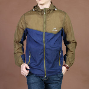 Nam Mùa Hè Ngoài Trời Nhẹ Rộng Rãi Câu Cá Có Mũ Trùm Đầu防晒衣 Thời Trang Sành Điệu Khối Màu Khóa Kéo Áo Khoác Chiều Dài Thông Thường Nylon