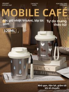 VRIUKNT | Portable Aesthetic Insulated Travel Mug Ceramic Lining