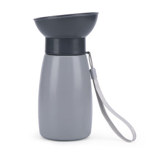 600ML Press Dog Water Bottle Soft Rotate Bottle Portable Big dog Drinking Water Bowl outside Leakproof Container with Strip